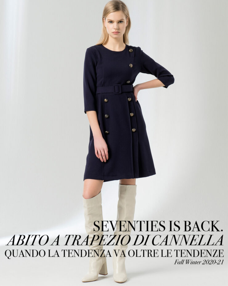 Seventies is back | Abito a trapezio di Cannella | FW 2020.21